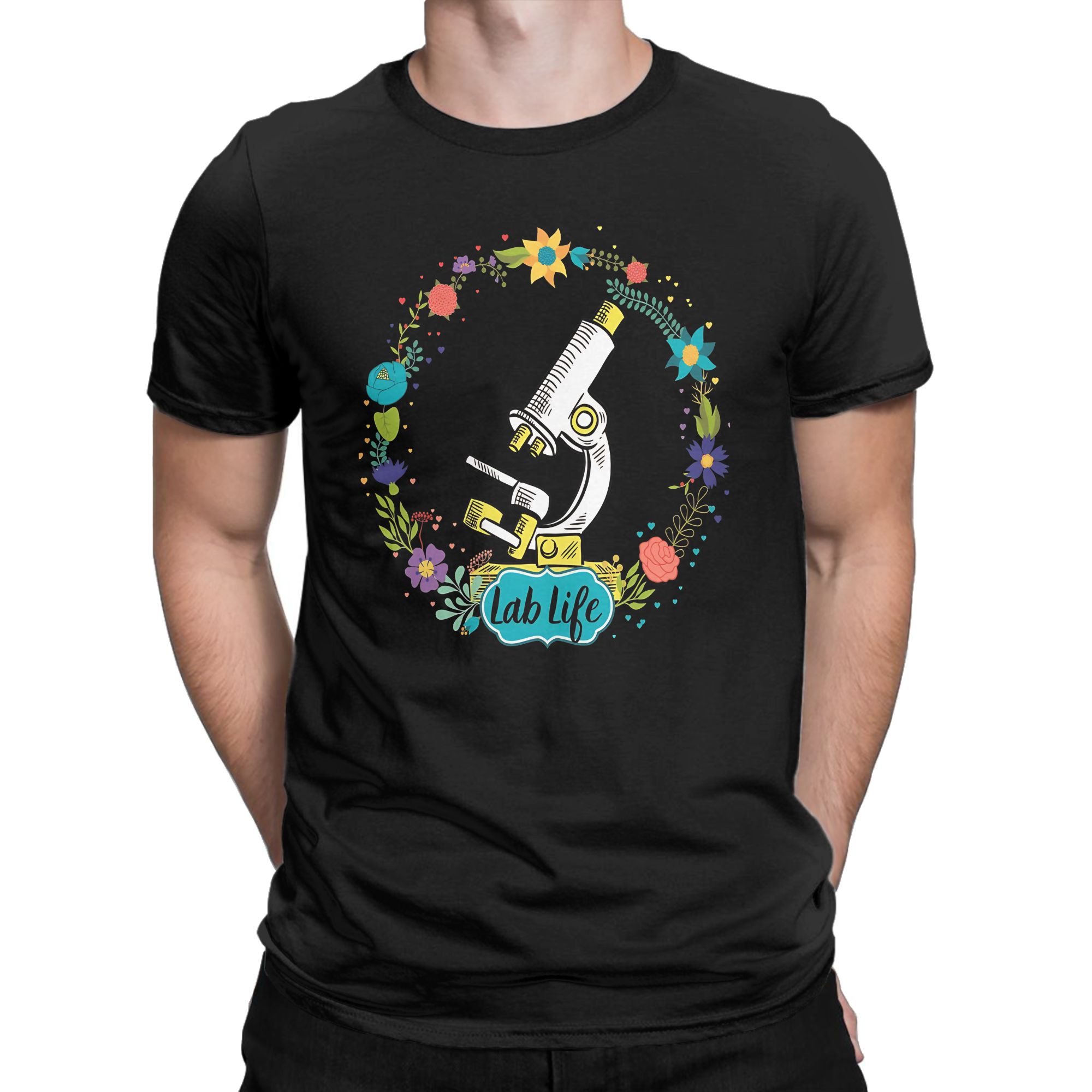 Medical Lab Graphics - RETRO FLOWERS MICROSCOPE MEDICAL SCIENTIST Novelty